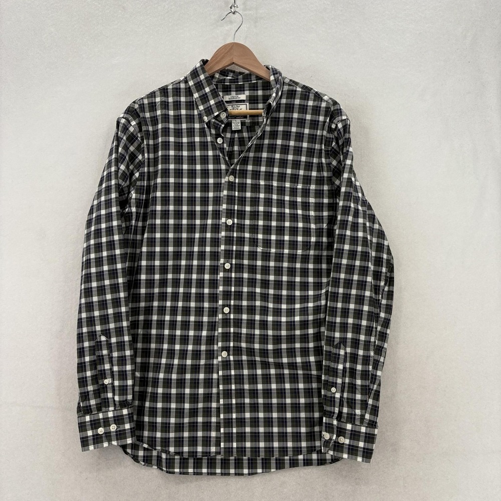 Jos. A. Bank Brrr Comfort Shirt Mens L Blue Plaid Long Sleeve Stretch Tailored